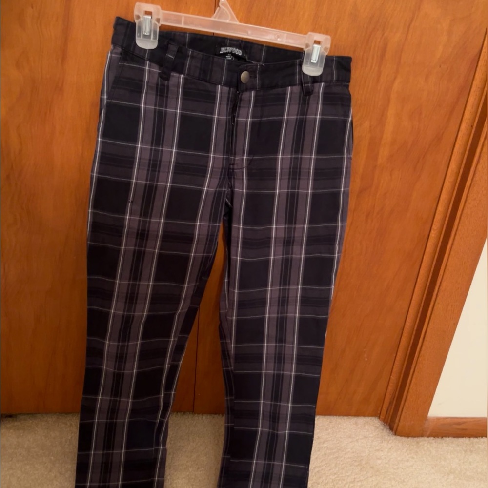 Elwood Black/White Tartan Plaid Slim Tapered Pant